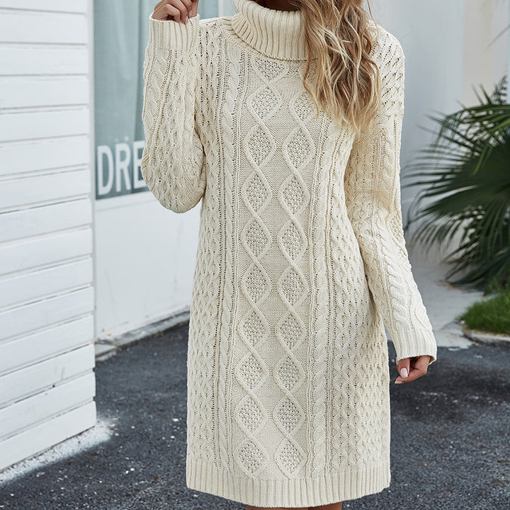 Leona | Robe pull en tricot beige pour femmes