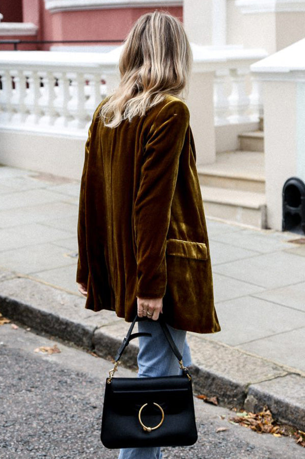 Burgundy | Blazer en velours style rue