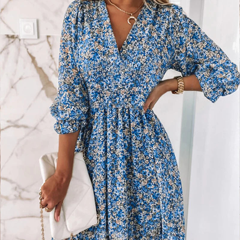 Maritza | Robe Fleurie à Col V avec Charme Élégant pour Femmes