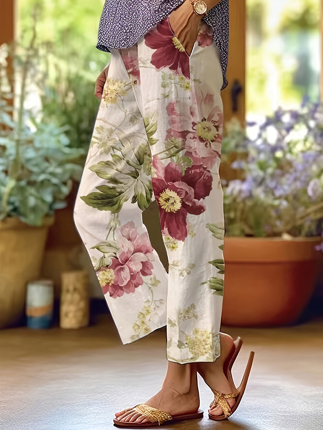 Floriane | Pantalon d'été avec motif floral