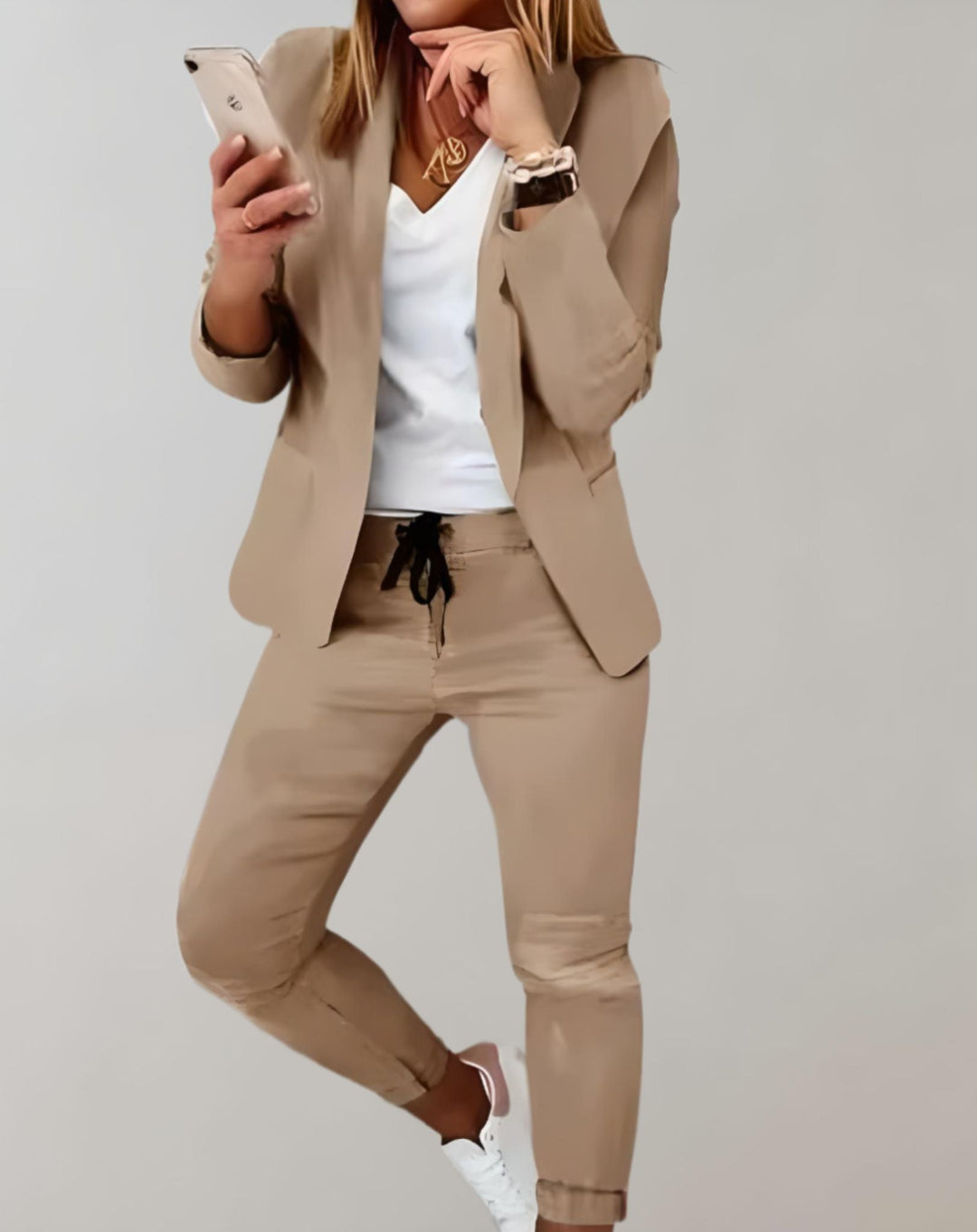 Kalea | Ensemble Blazer et Pantalon à Carreaux pour Femmes