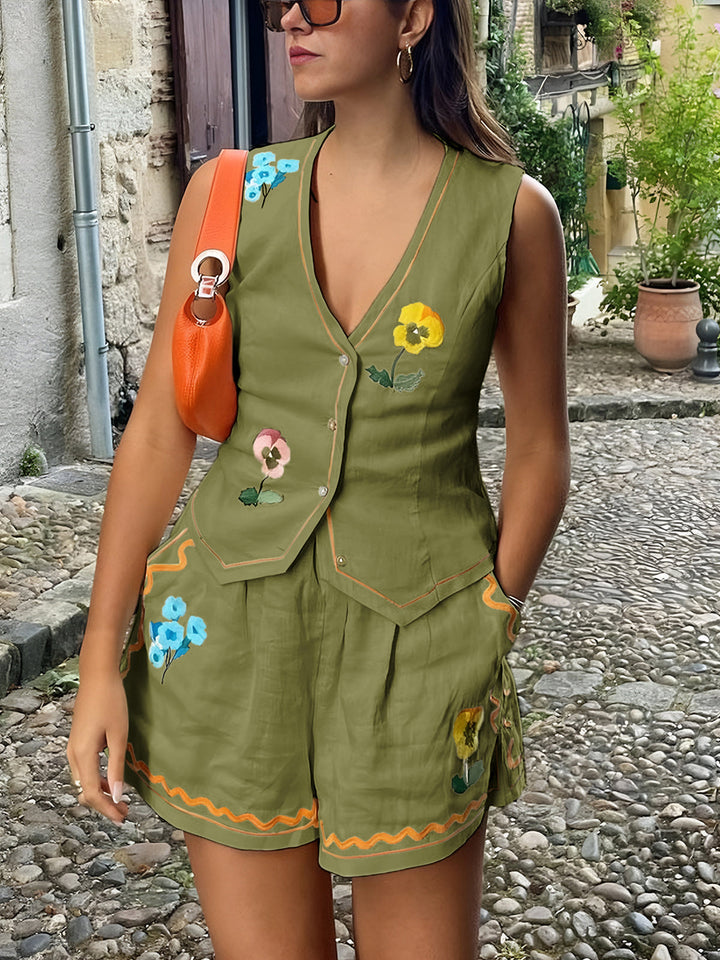 Karla | Ensemble léger sans manches gilet et short pour femme