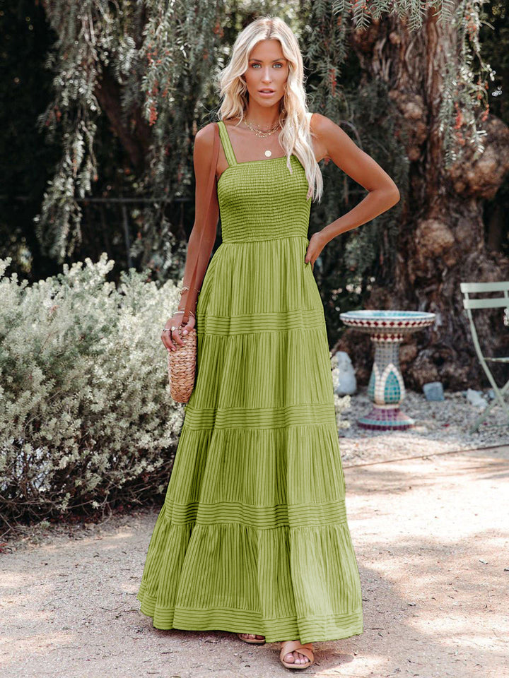 Izabel | Robe Maxi à Rayures Smockée pour Femme