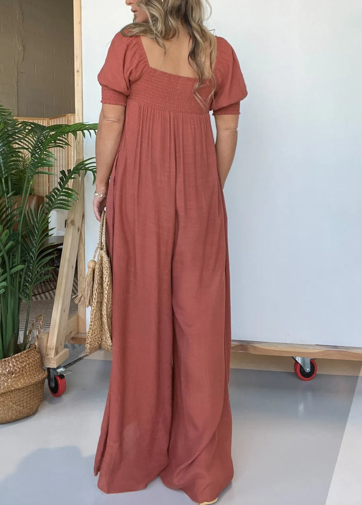 Suzette | Robe de femme avec corsage smocké Bouton