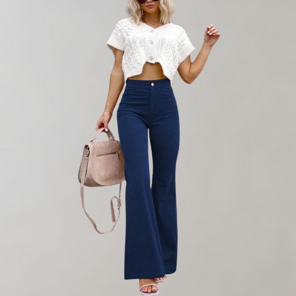 Cassie | Pantalon tendance en velours côtelé évasé