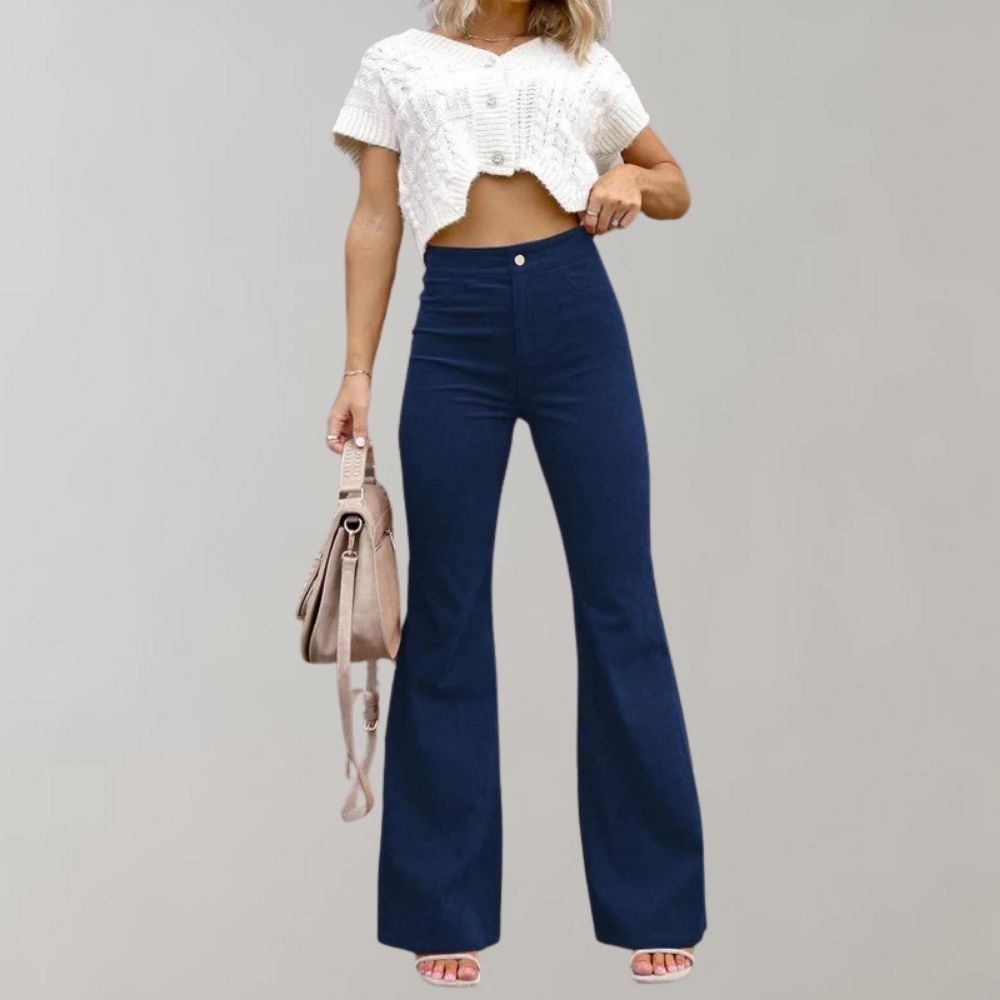 Cassie | Pantalon tendance en velours côtelé évasé