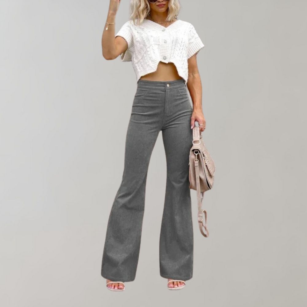 Cassie | Pantalon tendance en velours côtelé évasé