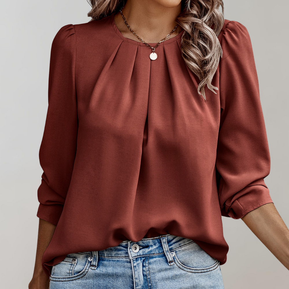 Evelyn | Blouse Femme à Manches Bouffantes Plissées