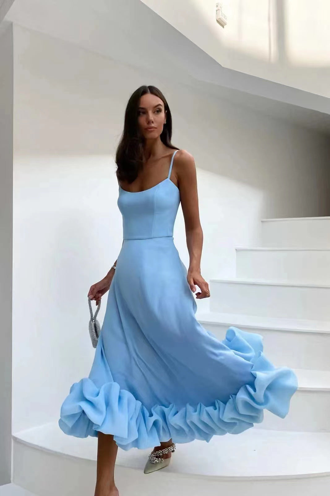 Amairany | Robe Midi Élégante à Volants pour Femmes