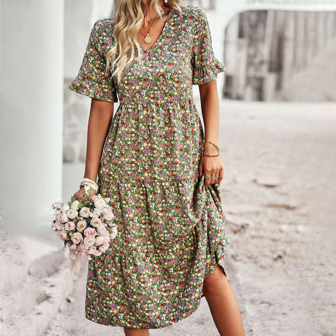 Athena | Robe Midi Florale pour Femme