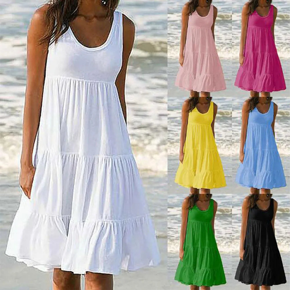 Suri | Robe de plage bohème sans manches à volants pour femmes