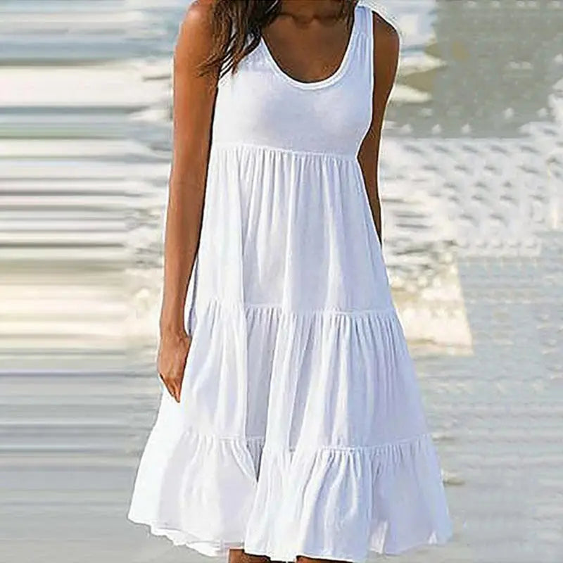 Suri | Robe de plage bohème sans manches à volants pour femmes