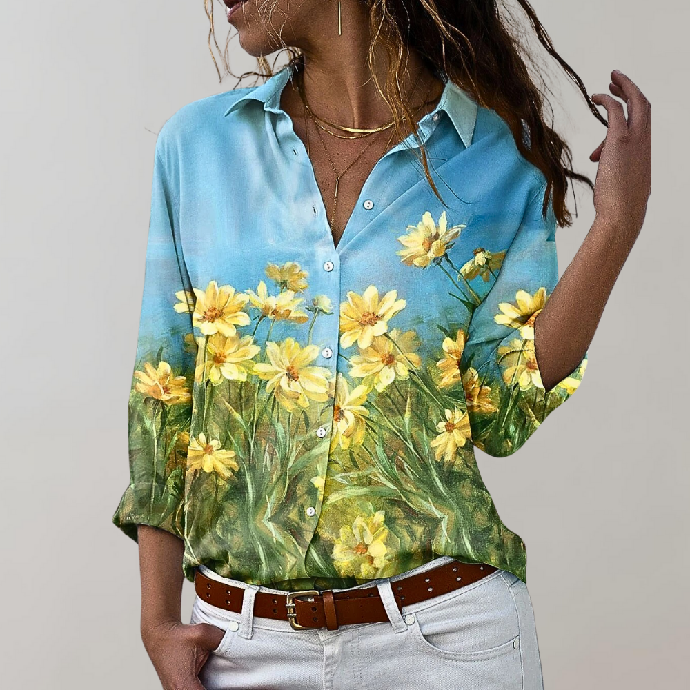 Fannie | Blouse Femme à Manches Longues et Imprimés Tendance