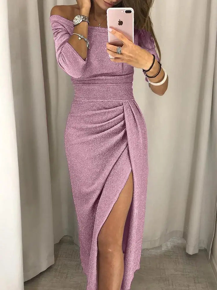 Esme | Robe de soirée mi-longue pour femme avec fente haute