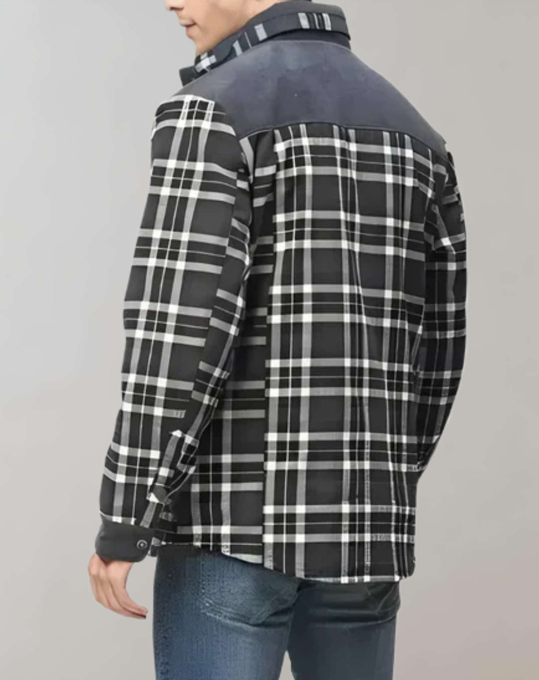 Shaun | Veste en flanelle à carreaux chaude avec col montant pour hommes