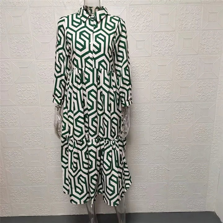 Jacqueline | Robe à manches longues avec motif géométrique