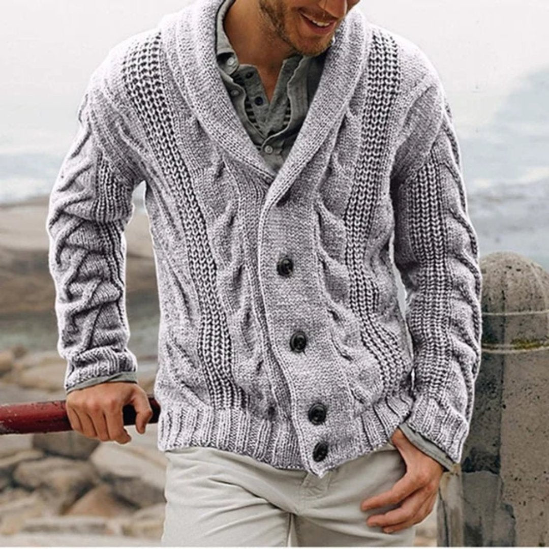 Harizo | Cardigan à maille torsadée avec manches longues pour homme