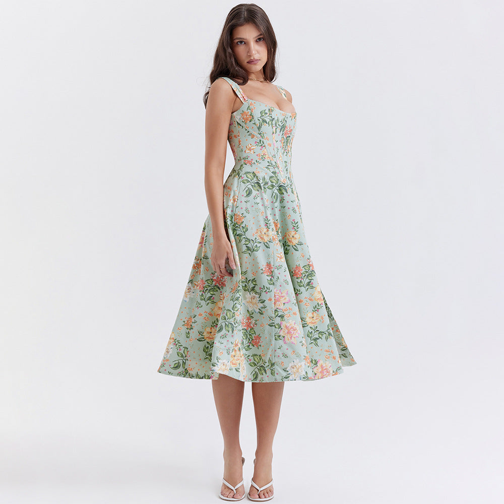 Aurélie | Robe fleurie à fente haute pour femme