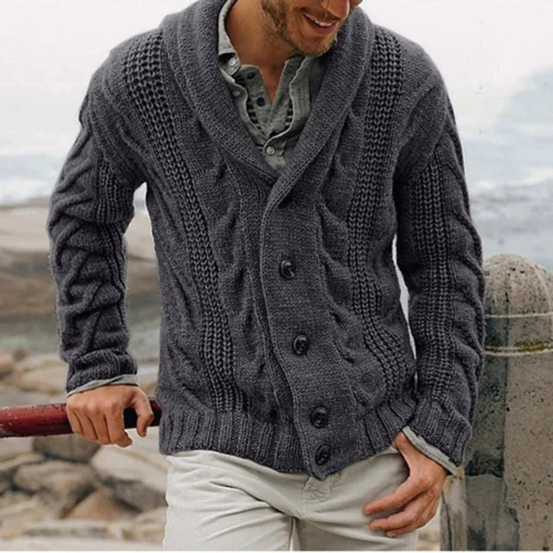 Harizo | Cardigan à maille torsadée avec manches longues pour homme