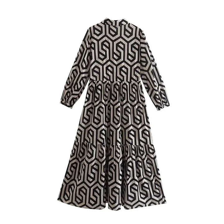 Jacqueline | Robe à manches longues avec motif géométrique