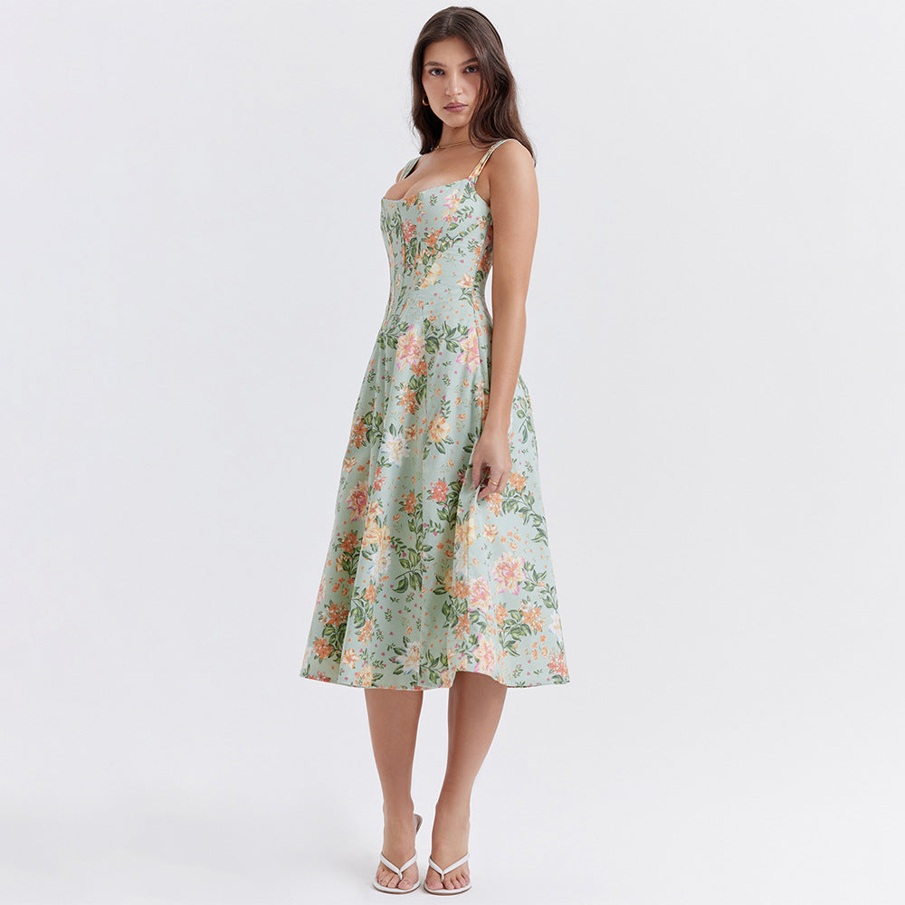 Aurélie | Robe fleurie à fente haute pour femme