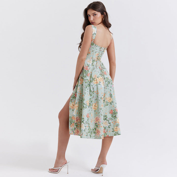 Aurélie | Robe fleurie à fente haute pour femme