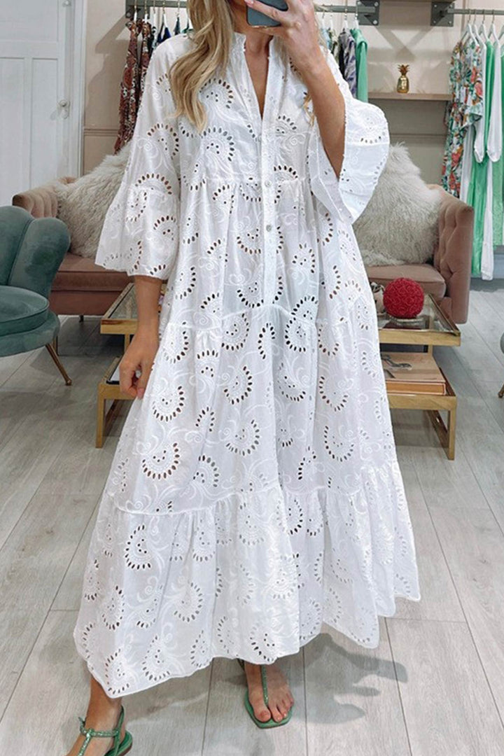 Isha | Robe en coton brodée bohémienne pour femmes