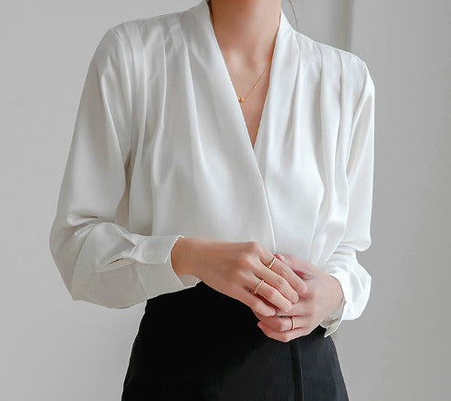 Ishi | Blouses à Manches Bouffantes avec Col en V pour Femmes