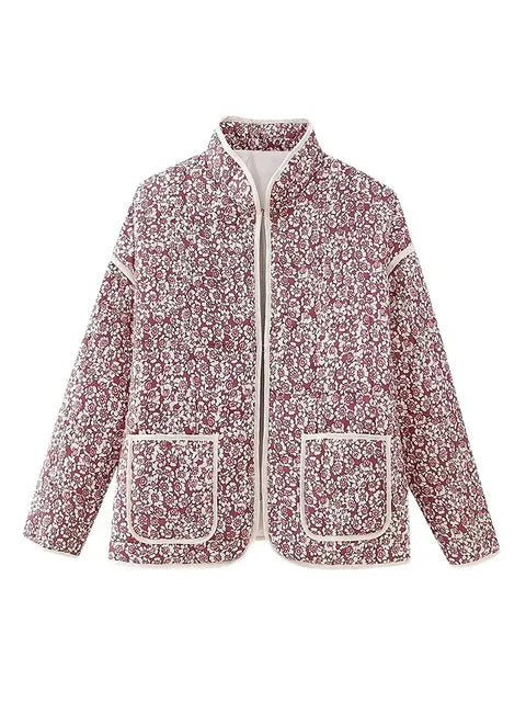 Jaylen | Veste matelassée avec élégance florale bordeaux pour femmes