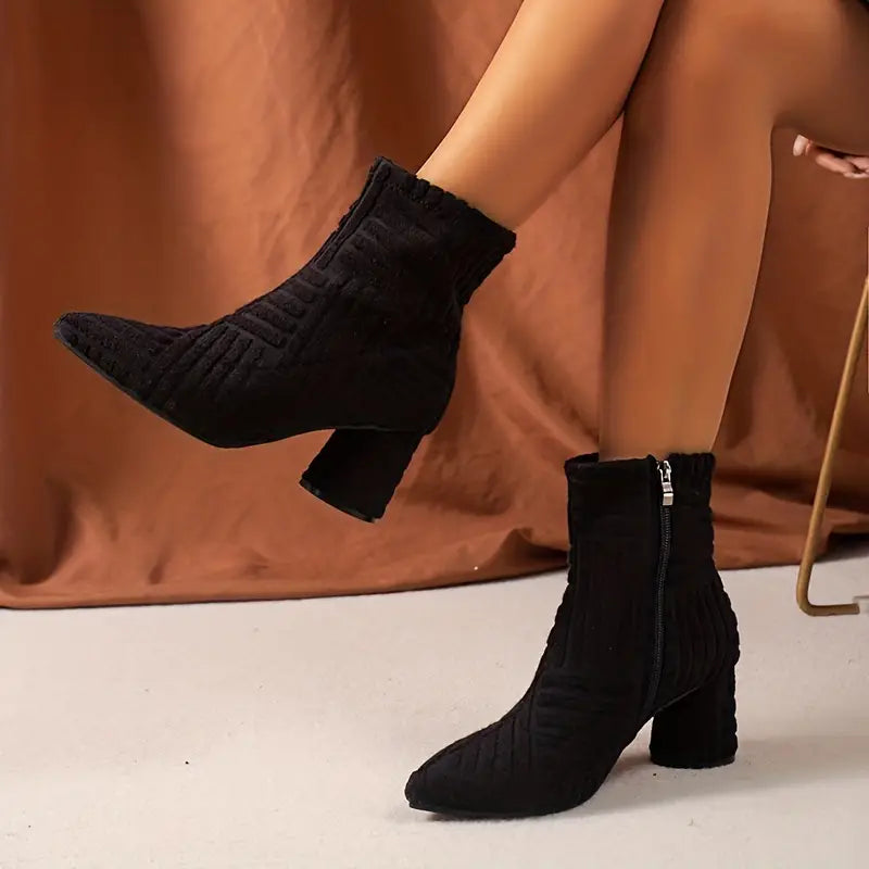 Oriana | Bottes à talon épais unies pour femmes