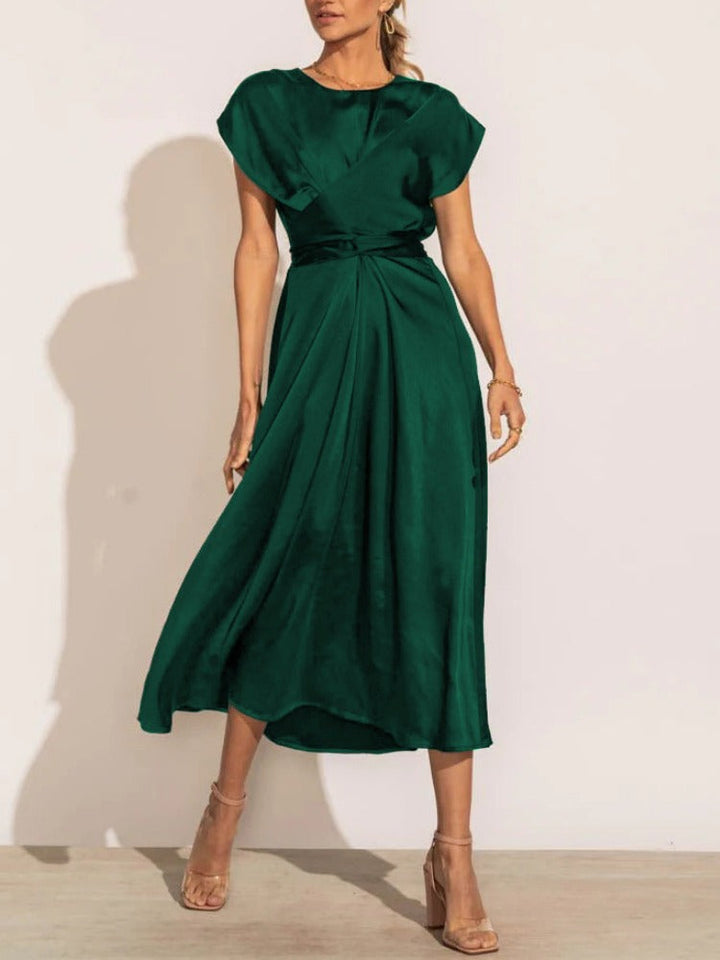 Claire | Robe midi élégante en soie pour femme