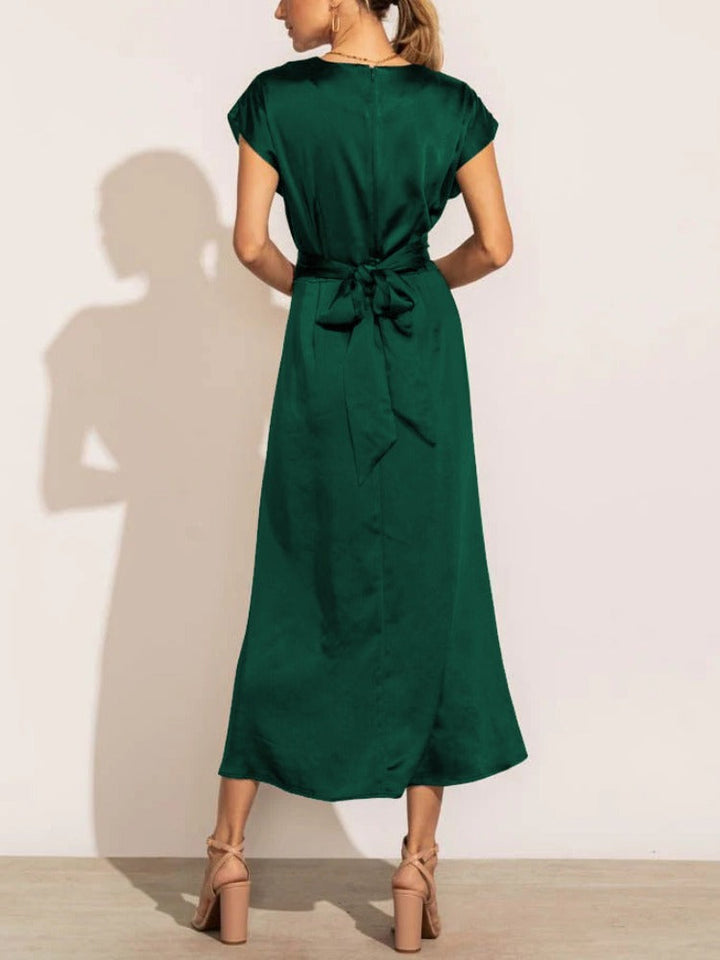 Claire | Robe midi élégante en soie pour femme