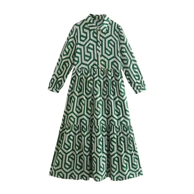 Jacqueline | Robe à manches longues avec motif géométrique