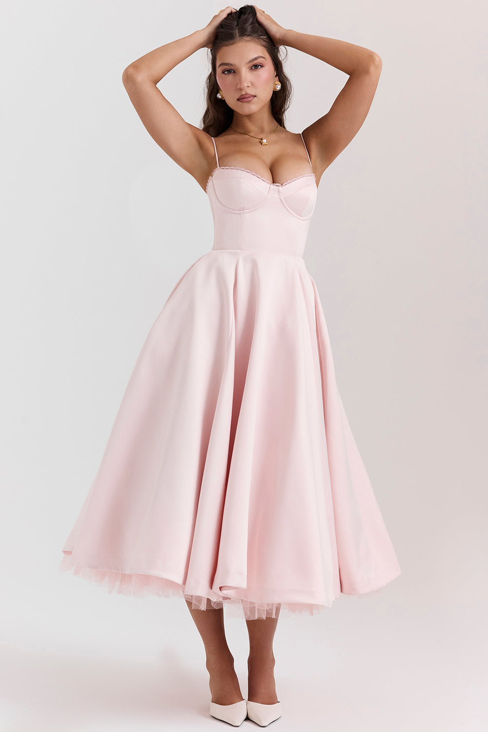 Virginia | Robe Midi Élégante Rose Poudré pour Femmes