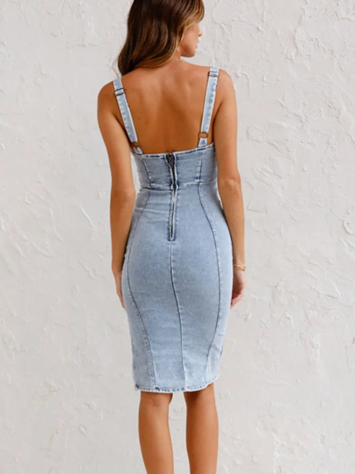 Nevaeh | Robe en denim à bretelles réglables