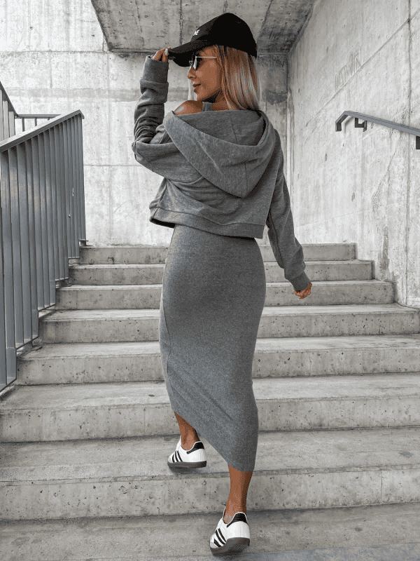 Ariela | Ensemble Robe Pull Tricotée et Sweat-shirt pour Femme