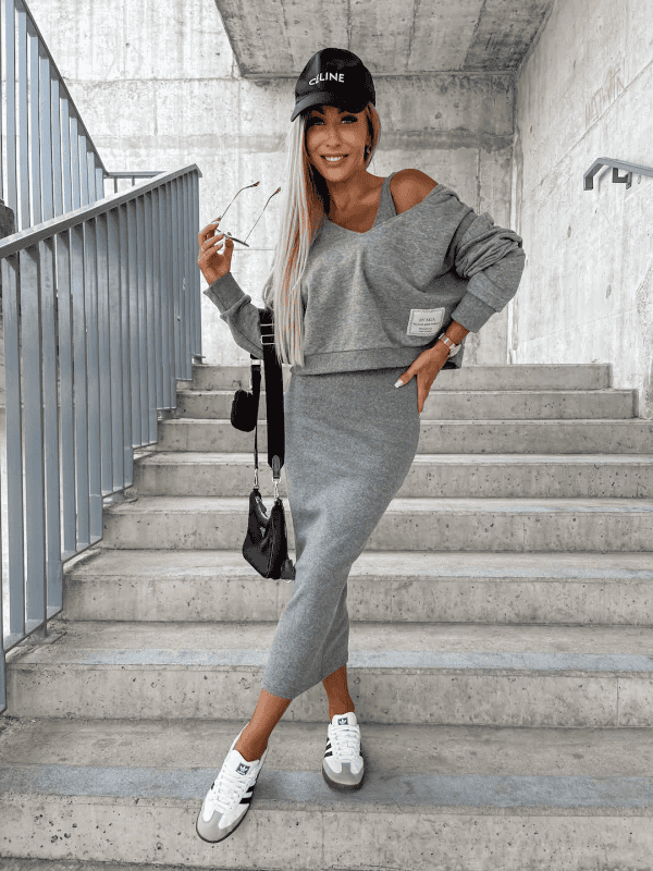 Ariela | Ensemble Robe Pull Tricotée et Sweat-shirt pour Femme