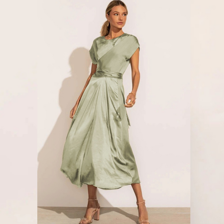 Claire | Robe midi élégante en soie pour femme