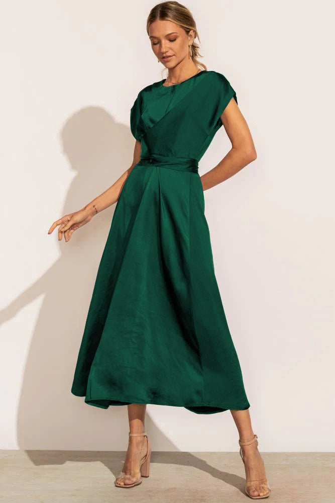 Claire | Robe midi élégante en soie pour femme